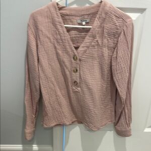Madewell Pink Long Sleeve Buttoned Blouse